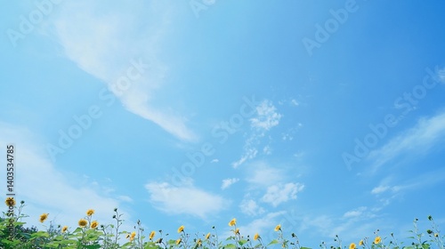 Sunflowers under a clear blue sky