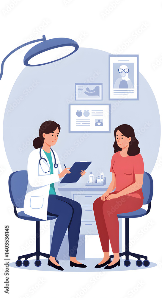 Doctor Consulting Patient: Women's Health Exam Portrait Doctor Consulting Patient: Women's Health Exam Portrait
