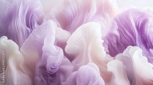 Abstract Pastel Swirls Lavender and White Fluid Forms
