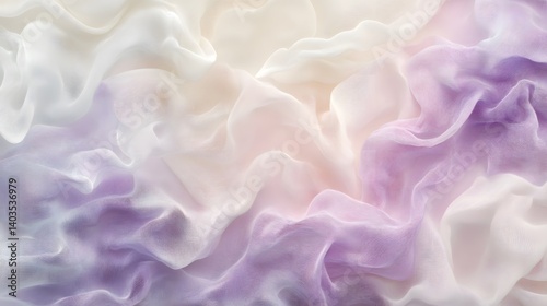 Abstract Pastel Fabric Texture Flowing Lavender and White Drapes