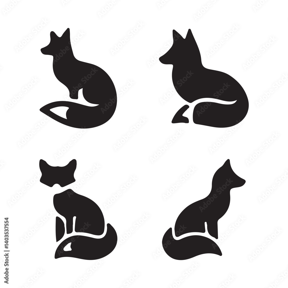 Fototapeta premium fox of cats silhouettes