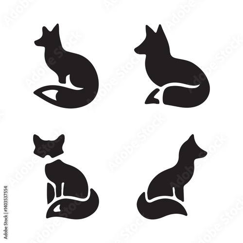 fox of cats silhouettes