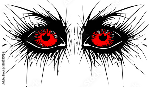 Vector illustration of spooky eyes for Halloween on a light background copy space