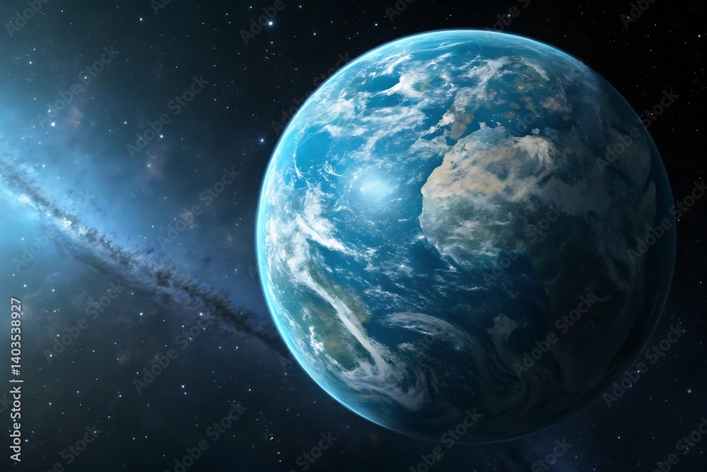 Blue Earth-like Planet in Deep Space Blue Earth-like Planet in Deep Space