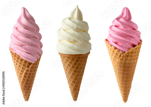 Ice cream cone on transparent background