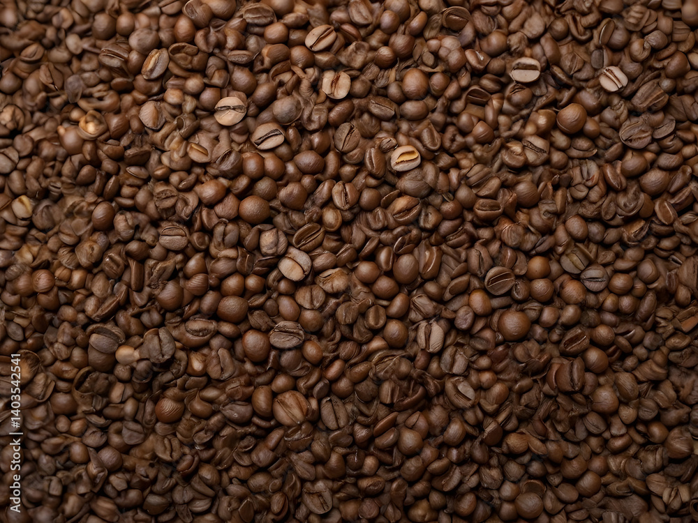 Roasted Coffee Beans Texture: Rich, dark roasted coffee beans fill the frame, creating a captivating texture perfect for backgrounds or design elements. Roasted Coffee Beans Texture: Rich, dark roasted coffee beans fill the frame, creating a captivating texture perfect for backgrounds or design elements.