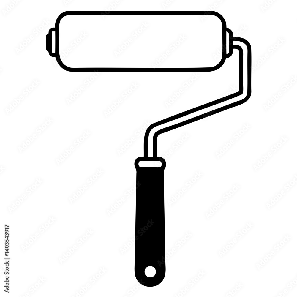 Minimalist Paint Roller Icon Vector: Clean Silhouette Isolated on Transparent Background Minimalist Paint Roller Icon Vector: Clean Silhouette Isolated on Transparent Background