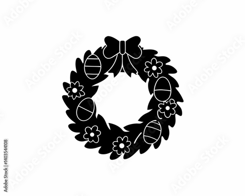 creative details Easter Wreath Icon Vector Illustration