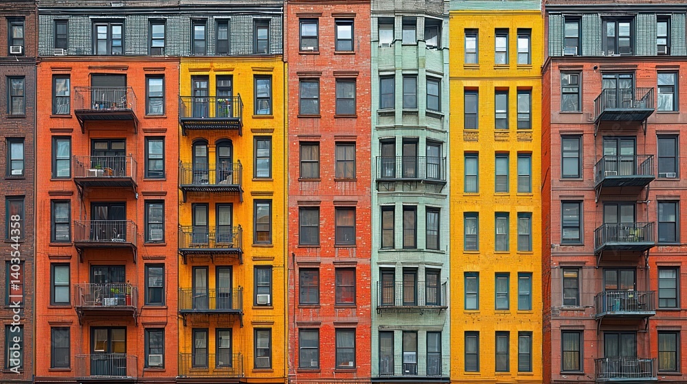 Fototapeta premium Vibrant Cityscape: Architectural Harmony in Colorful Buildings