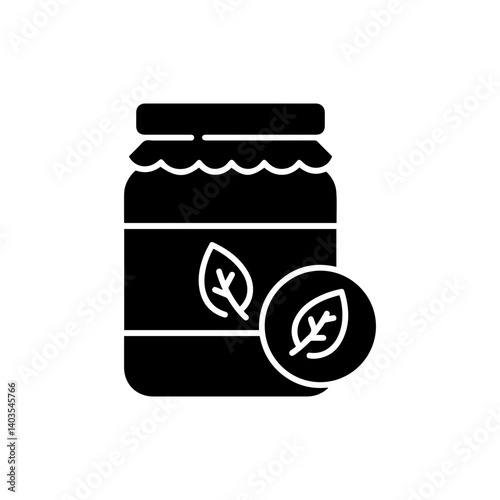 Jar of Honey with Leaf Symbol Representing Natural Sweeteners in Healthy Eating