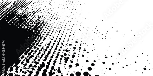 Vector black spots, splashes and dotted paint marks on a white background. grunge texture of old background. Modern stylish halftone technology seamless texture white background.