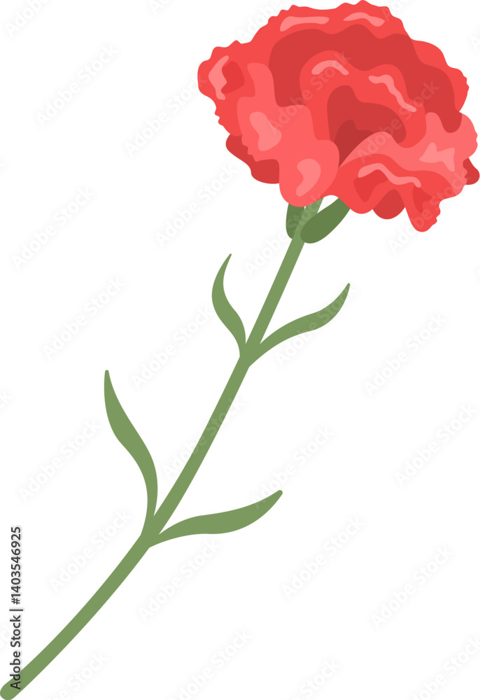 母の日の、赤色のカーネションの花のイラスト 母の日の、赤色のカーネションの花のイラスト