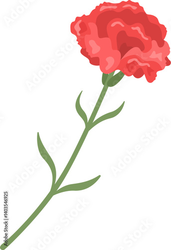 母の日の、赤色のカーネションの花のイラスト