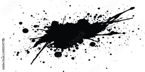 Vector simple black brush stroke on a clean white background. Abstract black in splash, paint, brush strokes, stain grunge isolated on white background,	
