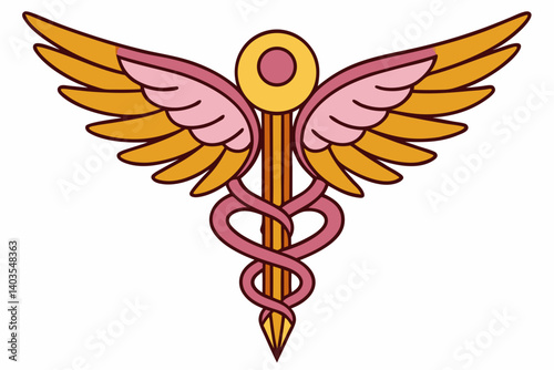 caduceus symbol on white background