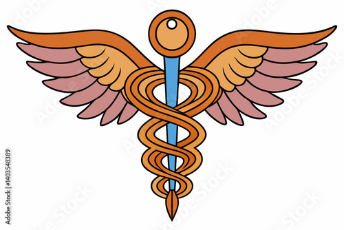 caduceus symbol on white background