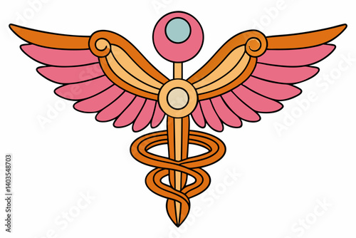 caduceus symbol on white background
