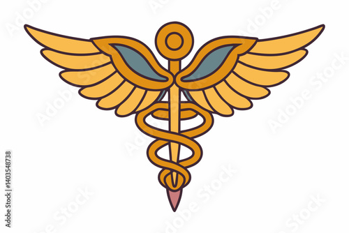 caduceus symbol on white background