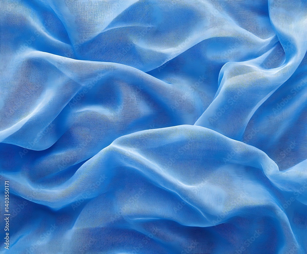 Obraz premium soft focus on blue fabric billowing gently in wind muted tones symbolizing blue