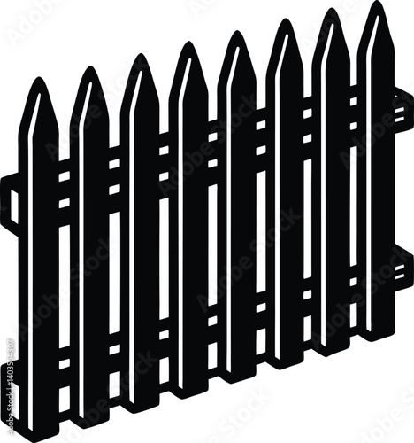 Fence Silhouette Black Vector | Classic Barrier Design for Garden and Property Projects