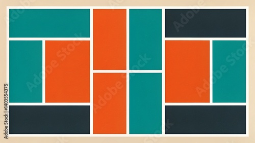 Abstract Geometric Design with Orange, Teal, and Black Colors