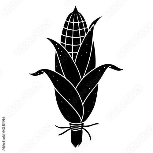 Corn outline vector silhouette on clean white background—great for rural themes, wall art, and farming product design.