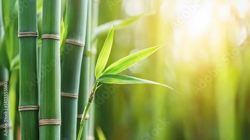 Lush bamboo grove in sunlight