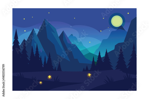 winter landscape with moon