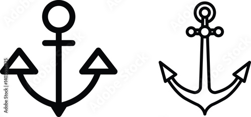 Anchor Icon Black Nautical Symbol Vector Illustration