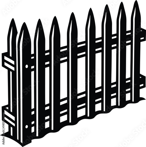 Fence Silhouette Black Vector | Classic Barrier Design for Garden and Property Projects