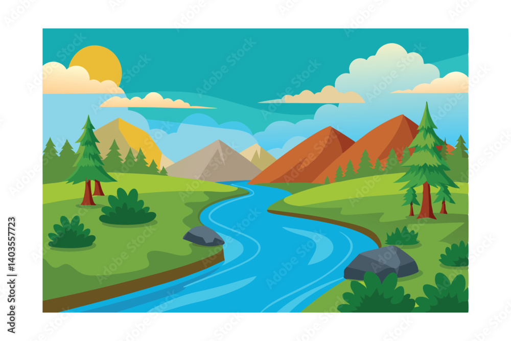 Obraz premium landscape with mountains and forest