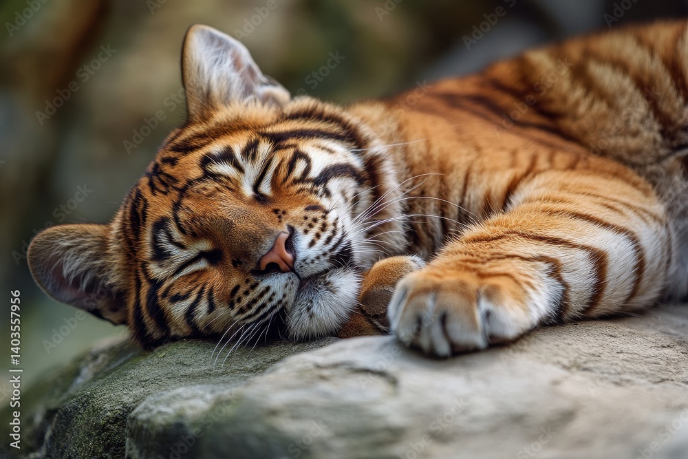Obraz premium Tiger resting on rock
