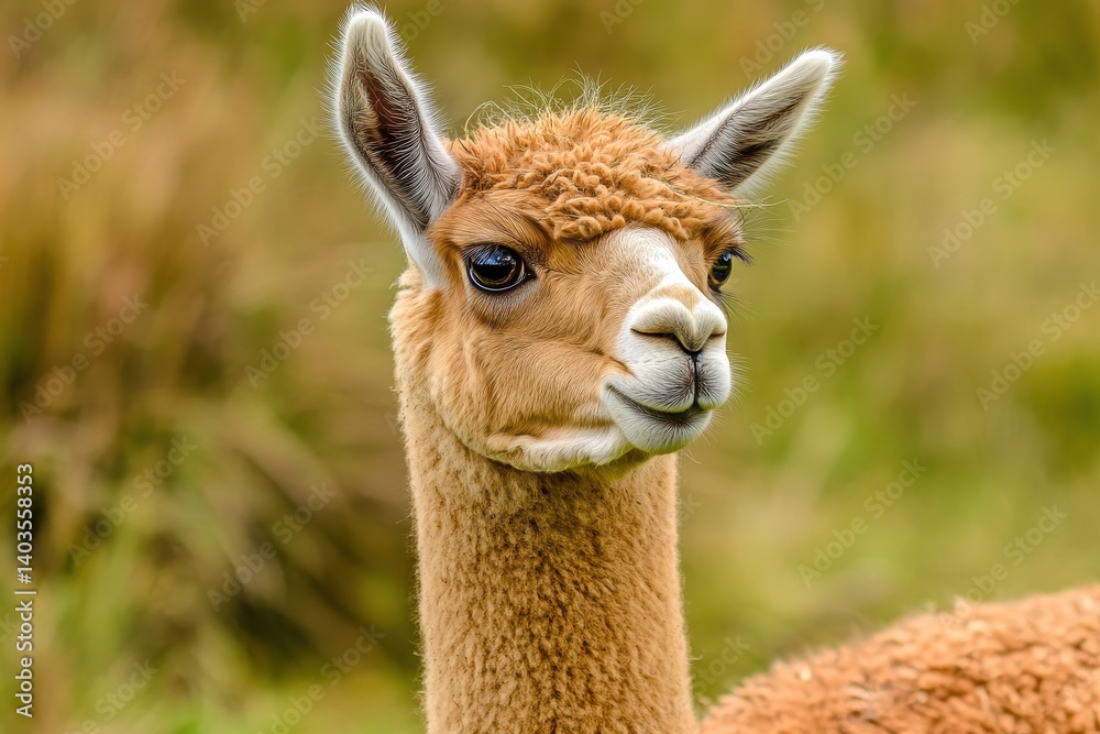 Obraz premium Close-up of a camelid's head and neck