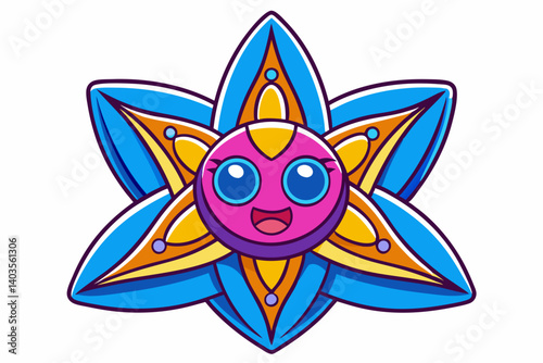 funny cartoon star with wings