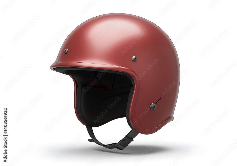 Fototapeta premium 3D Red motorcycle helmet on white background