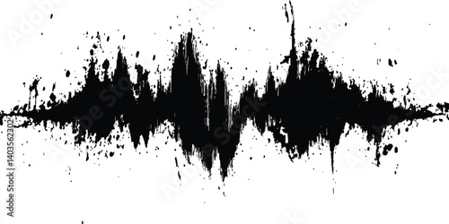 Black grange texture. Vector sound waves black grange texture illustration design. Abstract sound wave, black ink splatter on white background. 