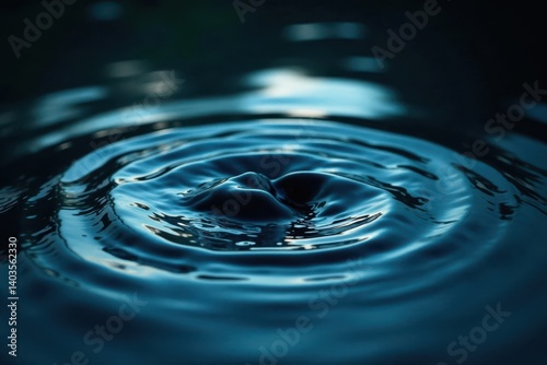 Still, dark water, subtle wavelets disturb mirror-like surface, reflection, dark blue, mysterious