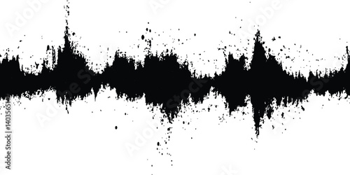 Wallpaper Mural Vector black grunge soundwave with ink splatter effect white background. Black ink splatter grunge design element, transparent background, vector illustration, Torontodigital.ca