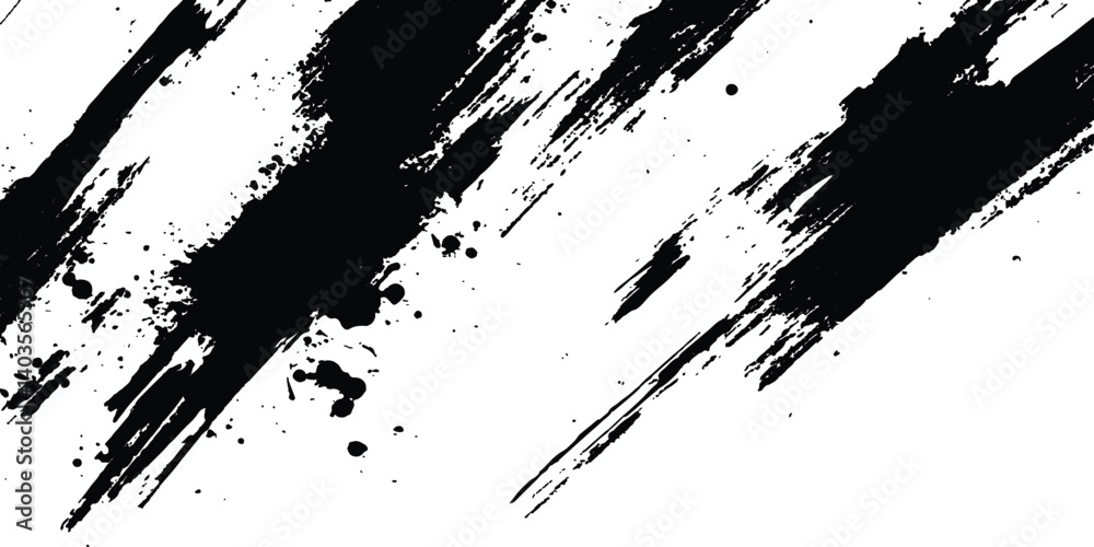Vector grunge texture white transparent background. Black and white paintbrush strokes white transparent background. scratches for wallpaper, paint splatter template, dirt banner, watercolor design.