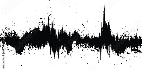 Wallpaper Mural Vector black grunge soundwave with ink splatter effect white background. Black ink splatter grunge design element, transparent background, vector illustration, Torontodigital.ca