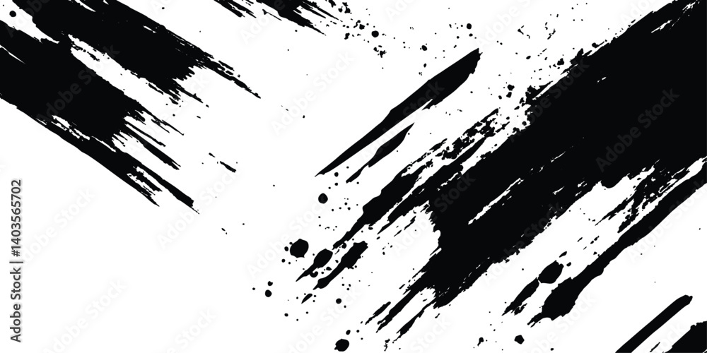 Obraz premium Vector grunge texture white transparent background. Black and white paintbrush strokes white transparent background. scratches for wallpaper, paint splatter template, dirt banner, watercolor design.