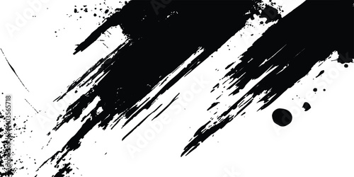 Vector grunge texture white transparent background. Black and white paintbrush strokes white transparent background. scratches for wallpaper, paint splatter template, dirt banner, watercolor design.