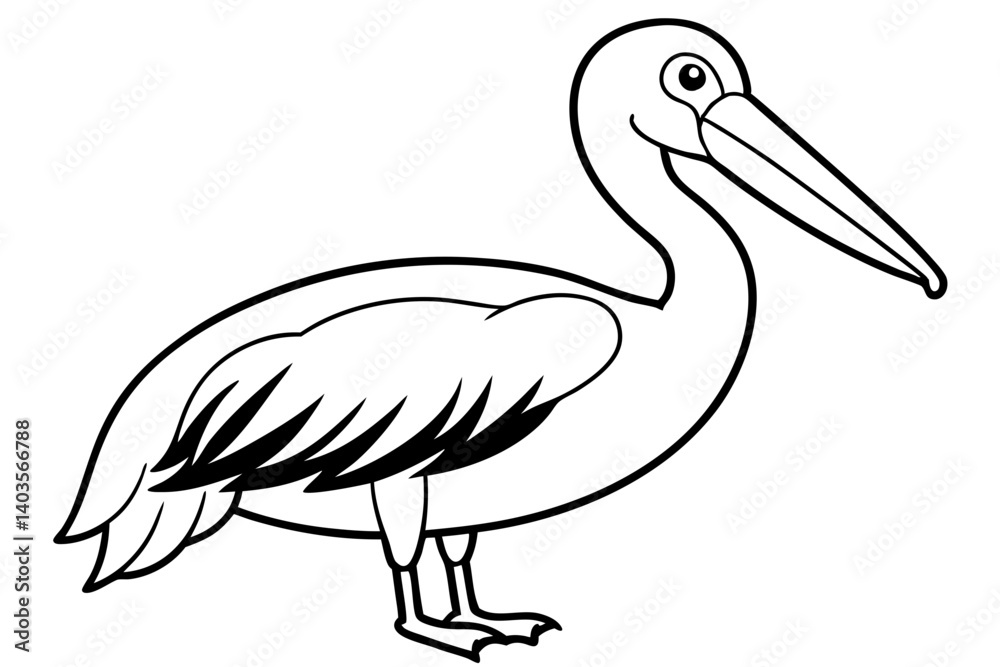 pelican silhouette line art vector illustration with a white background pelican silhouette line art vector illustration with a white background