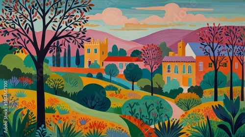 A beautifully drawn oil painting of landscape in the style of masterpiece, with bright, soft pastel and abstract colors