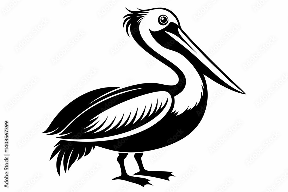 pelican silhouette line art vector illustration with a white background pelican silhouette line art vector illustration with a white background
