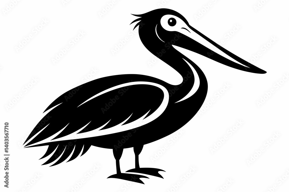 Fototapeta premium pelican silhouette line art vector illustration with a white background