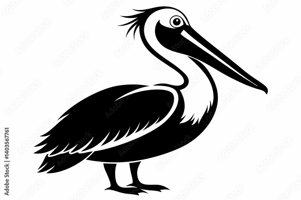 pelican silhouette line art vector illustration with a white background pelican silhouette line art vector illustration with a white background