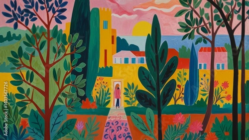 A beautifully drawn oil painting of landscape in the style of masterpiece, with bright, soft pastel and abstract colors