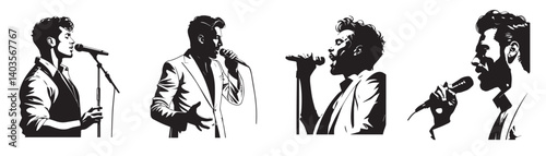 Silhouette of male Solo Singer Performing with Microphone