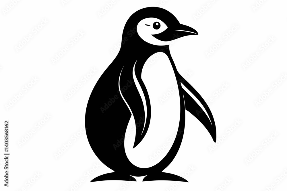 Obraz premium penguin silhouette line art vector illustration with a white background